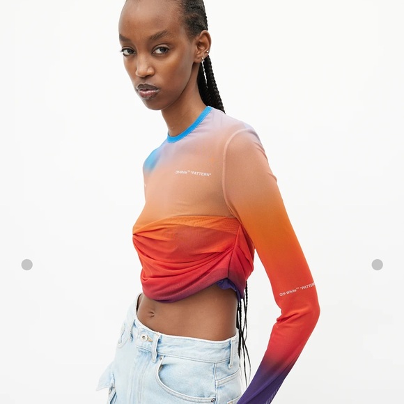 Off-White cropped mesh tee - Picture 3 of 9